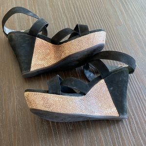 UGG ladies platform shoes in size 8.  Suede with wraparound ankle straps.